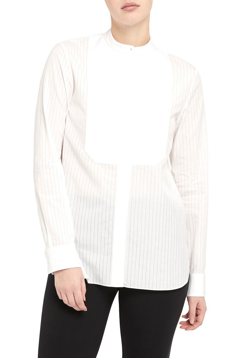 Bib Stripe Shirt, Main, color, WHITE - 100