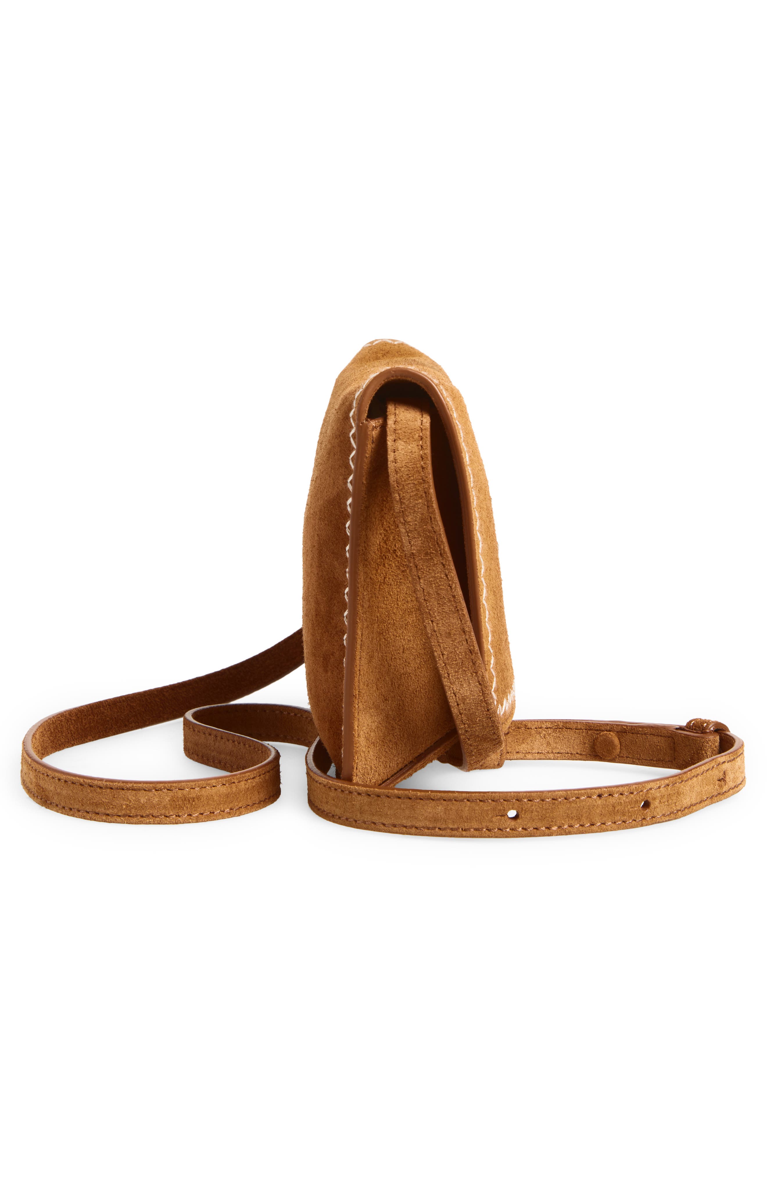 Marni Suede Pouchette Crossbody Bag, Alternate, color, Moca