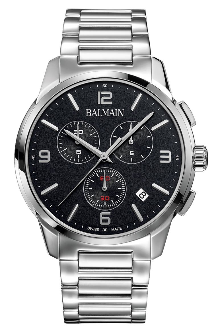 Madrigal Chronograph Bracelet Watch, 42mm, Main, color, SILVER