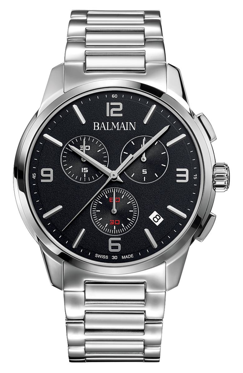 BALMAIN WATCHES Madrigal Chronograph Bracelet Watch, 42mm, Main, color, Silver