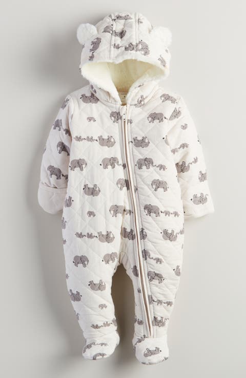 Ear Appliqué Quilted Faux Fur Lined Hooded Bunting (Baby)