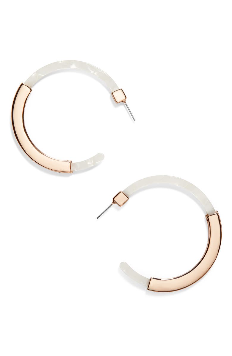 BaubleBar Tassiana Gold & Acrylic Hoop Earrings, Main, color, 