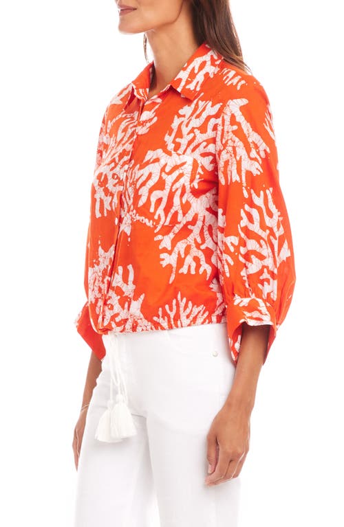 Karen Kane Tassel Tie Waist Shirt In Orange