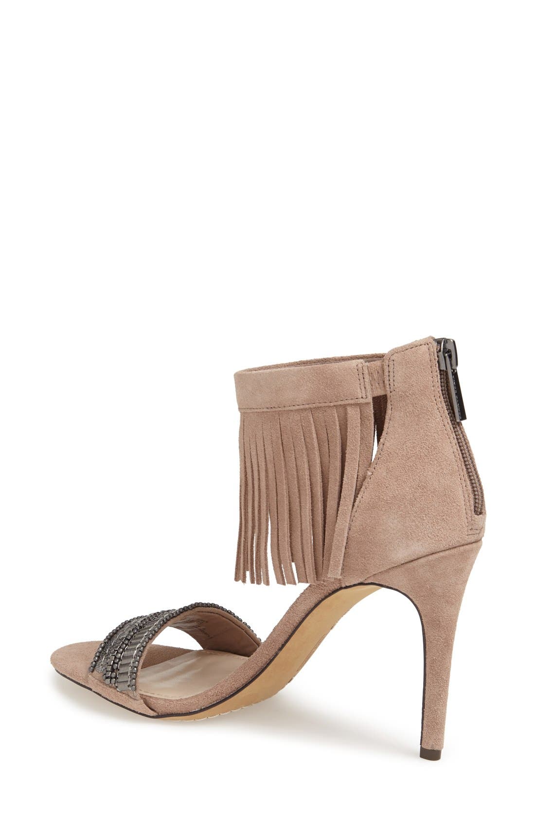 'Trumen' Fringe Sandal, Alternate, color, BEIGE