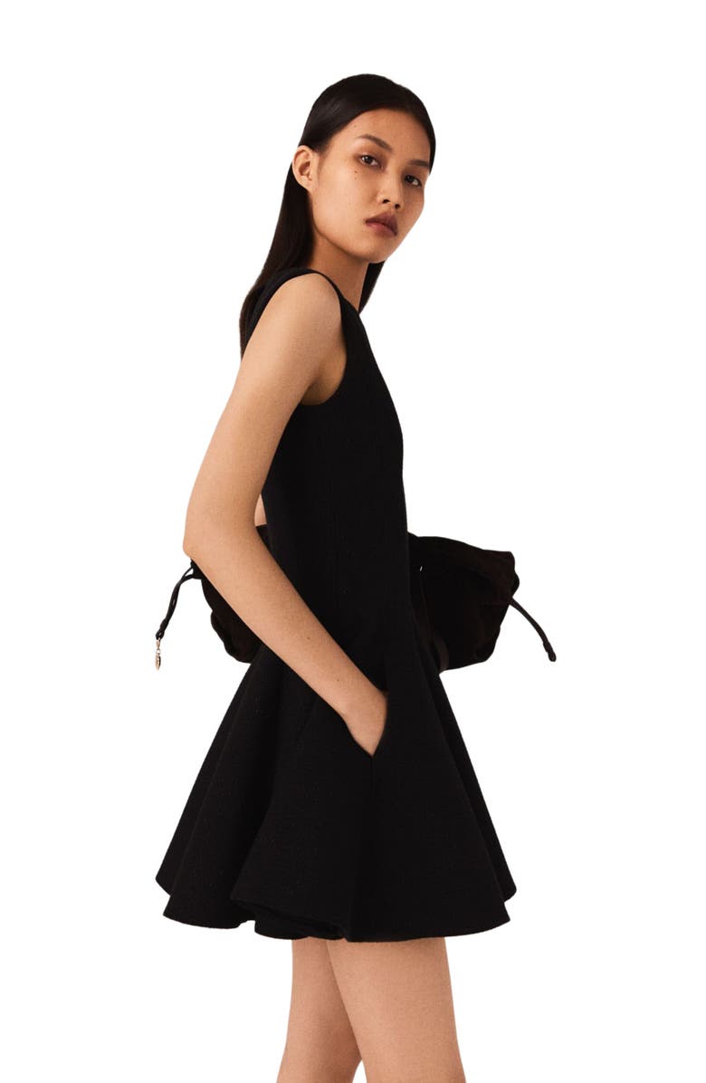 maje Mini flared tweed dress, Alternate, color, Black