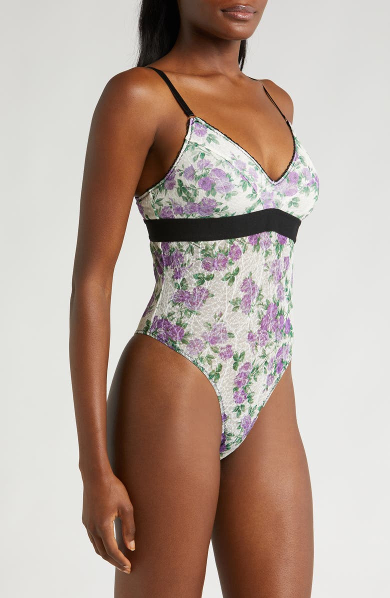 KILO BRAVA Floral Print Lace Teddy, Alternate, color,