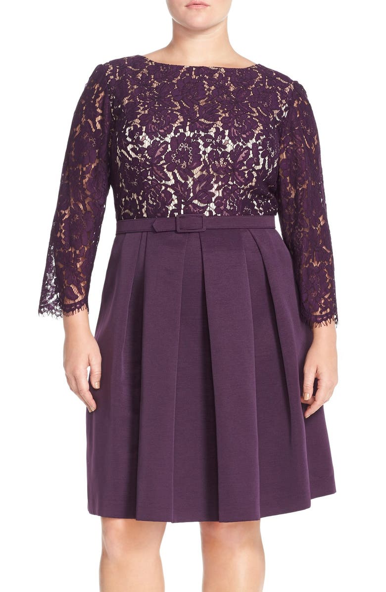 Eliza J Lace Bodice Fit & Flare Dress, Main, color, 