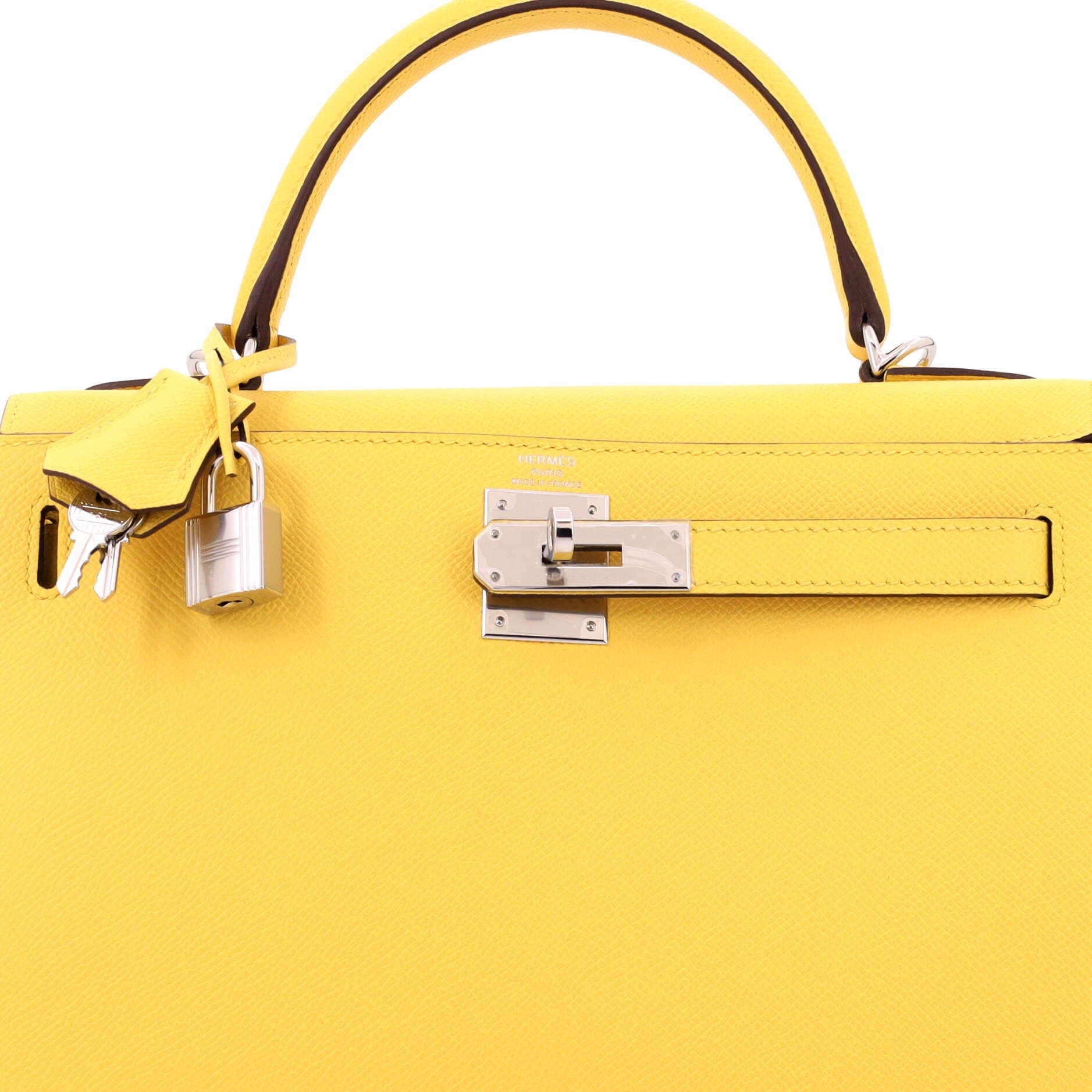 Pre-Owned Hermes Kelly Handbag Yellow Epsom with Palladium Hardware 28, Alternate, color, Jaune De Naples