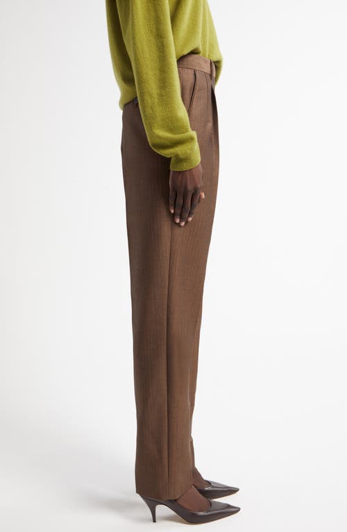 Shop The Row Norbert Mohair & Wool Pleat Front Pants In Dark Beige
