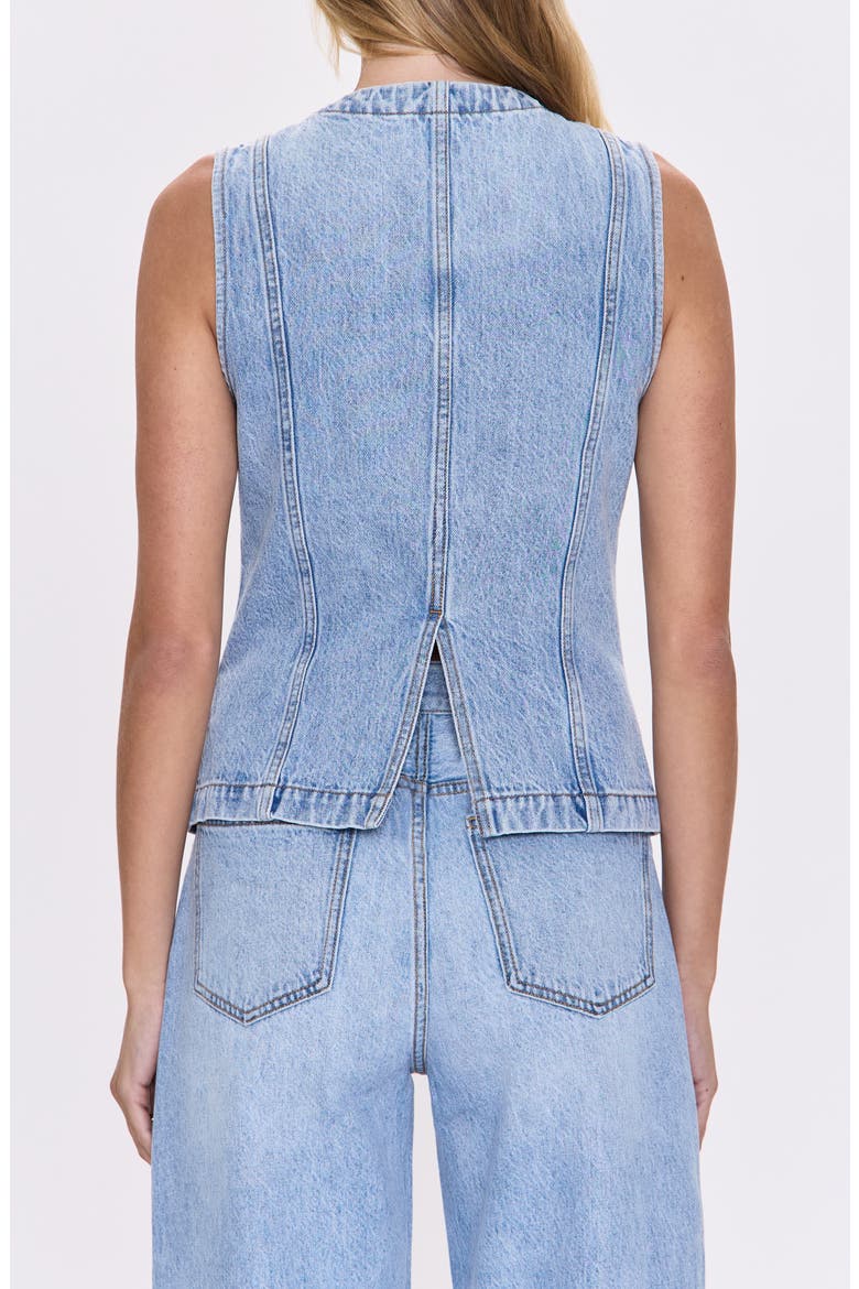 Gia Fitted Collarless Denim Vest, Alternate, color, GAZE