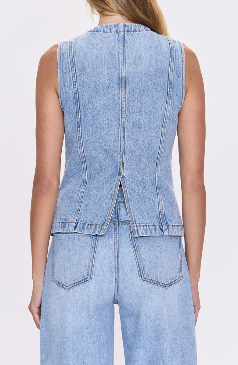 Pistola Gia Fitted Collarless Denim Vest, Alternate, color, Gaze