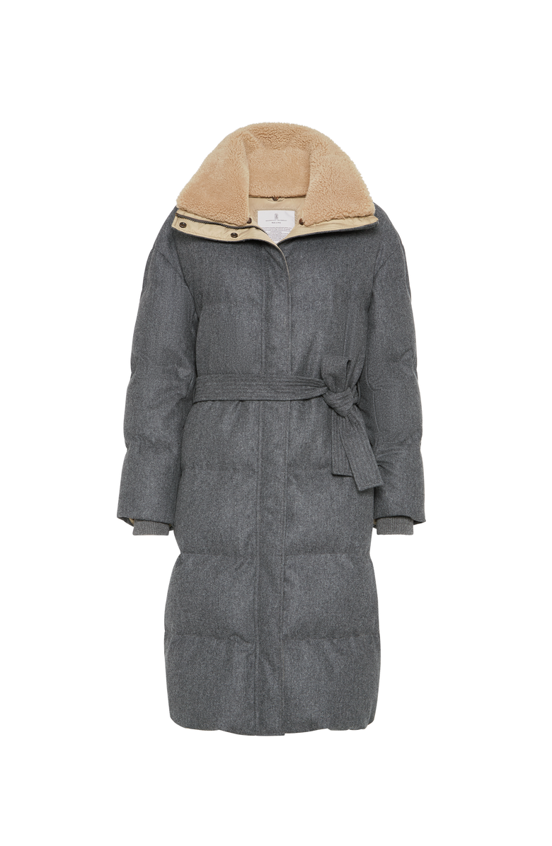 Brunello Cucinelli Virgin wool flannel down coat, Main, color, Dark Grey