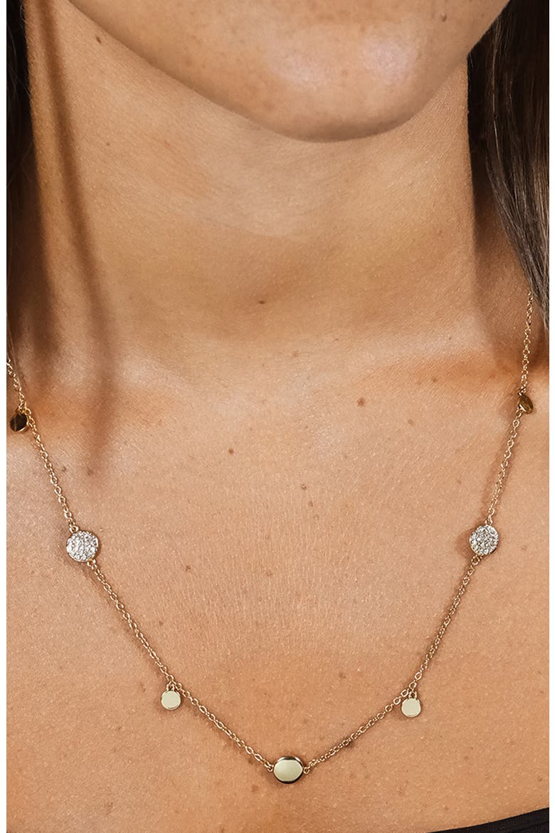 Delicate Cubic Zirconia Disc Station Necklace, Alternate, color, GOLD