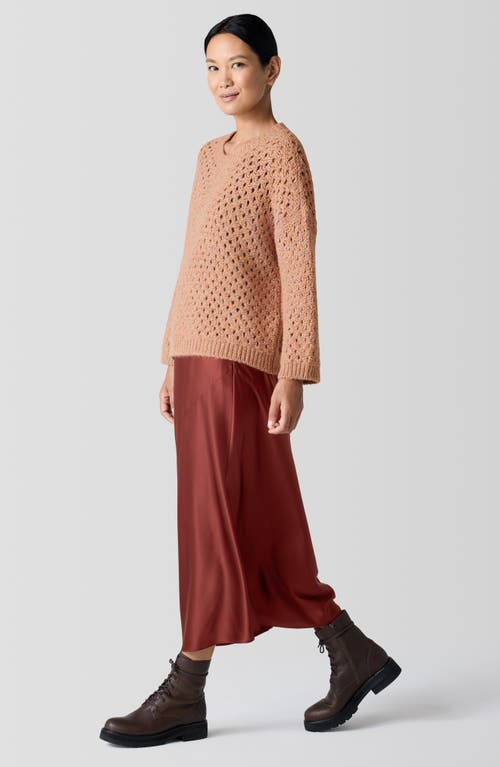 Eileen Fisher Open Stitch Alpaca Crewneck Sweater In Opal