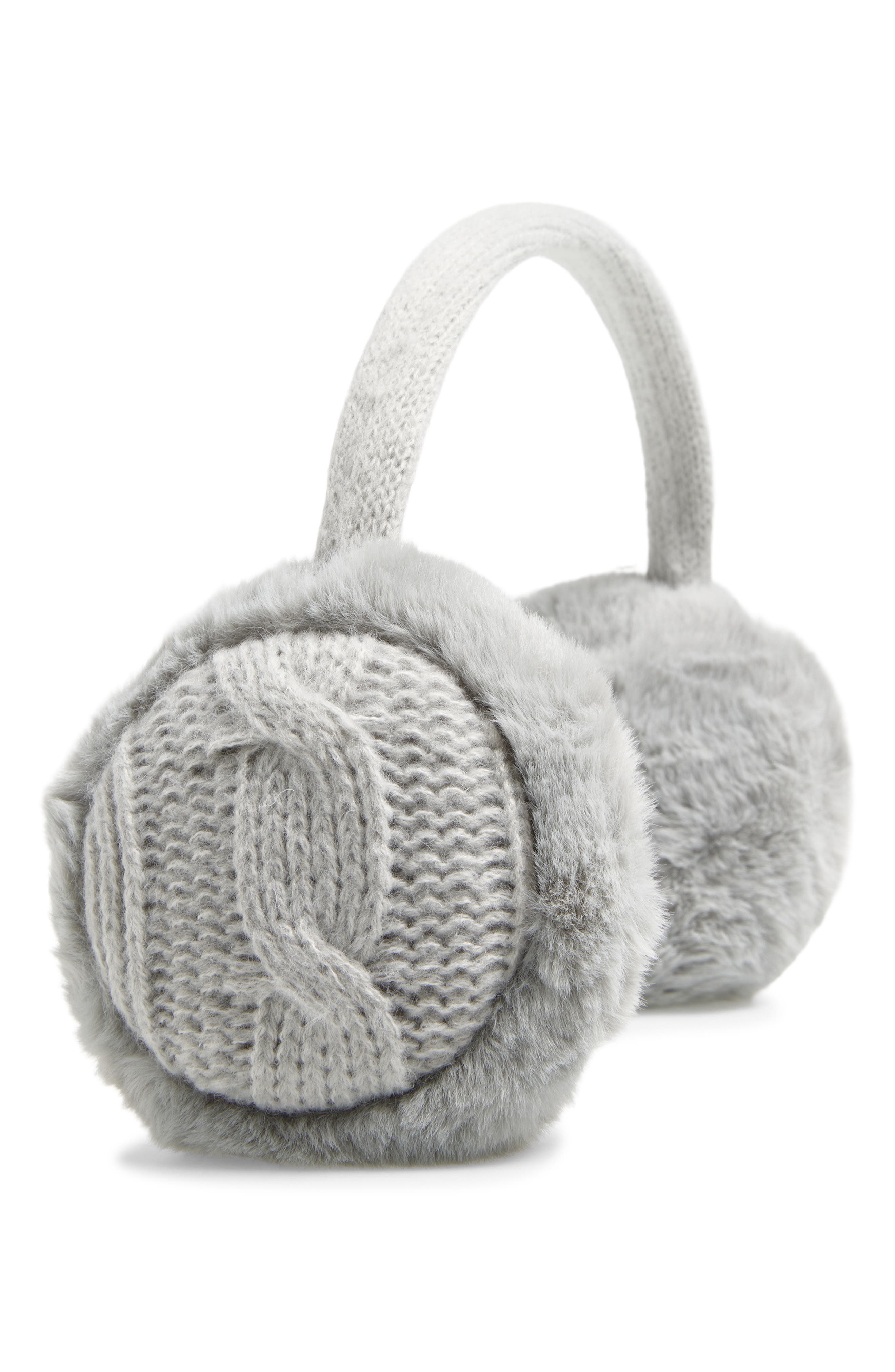 Vince Camuto Faux Fur Cable Knit Ear Muffs