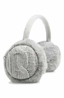 Vince Camuto Faux Fur Cable Knit Ear Muffs