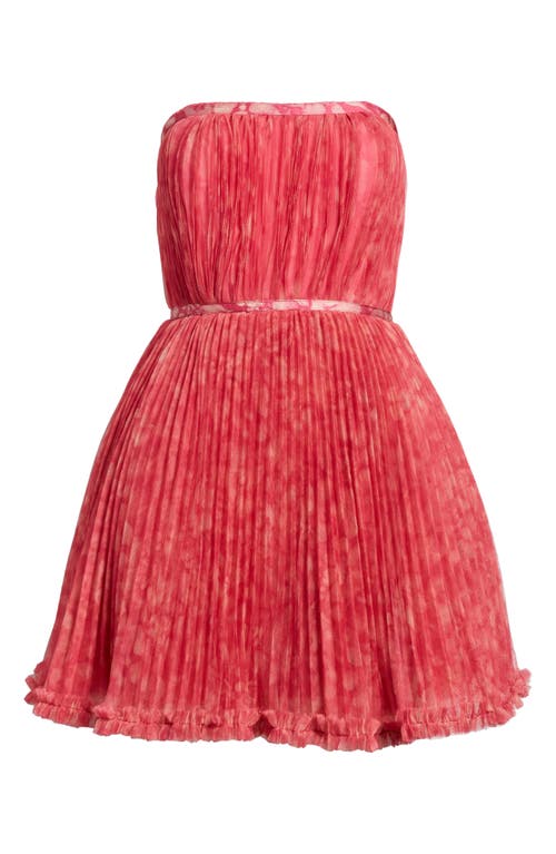 Shop Hutch Pleated Strapless Minidress In Fuchsia