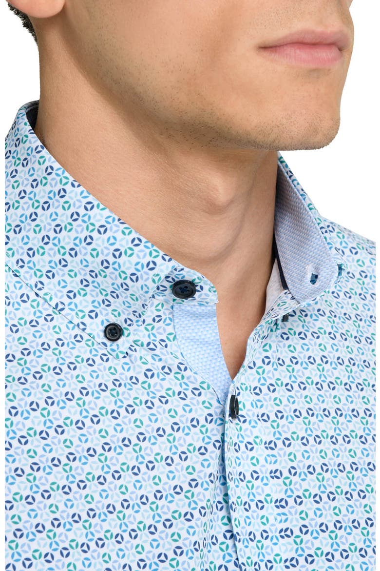 Slim Fit Circle Geo Performance Short Sleeve Shirt, Alternate, color, GREEN/WHITE