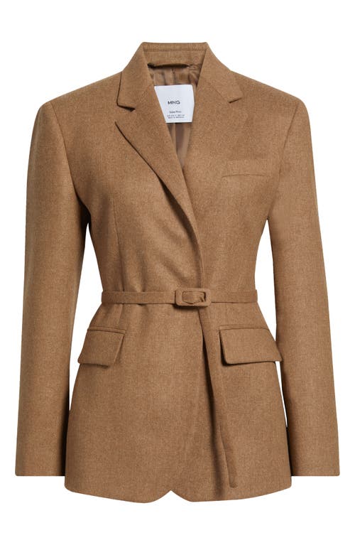 Mango Helsinki Belted Blazer In Chocolate
