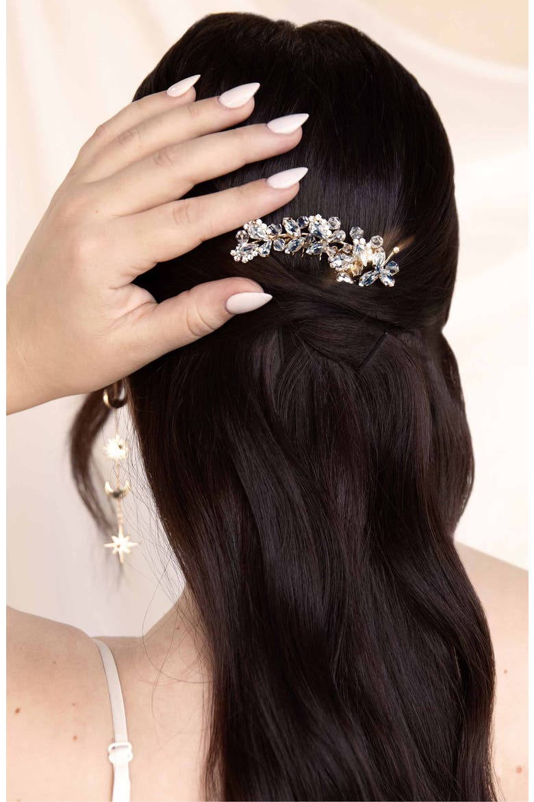 Princessa Rhinestone & Bead Hair Comb, Alternate, color, GOLD