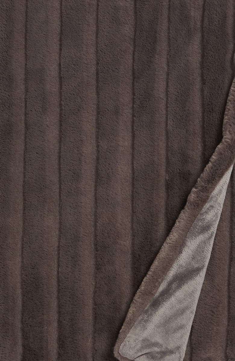 NORDSTROM AT HOME Sheared Stripe Faux Fur Throw, Alternate, color, 