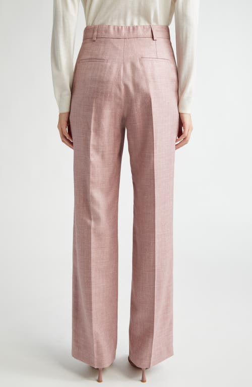 Eleventy Wool-silk-linen Straight Trousers In Rose
