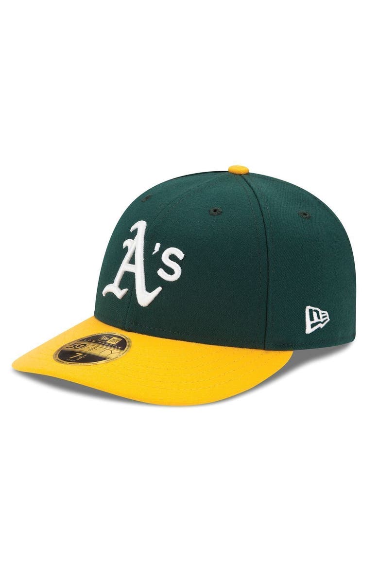 Men's New Era Green/Yellow Oakland Athletics Home Authentic Collection On-Field Low Profile 59FIFTY Fitted Hat, Main, color, GREEN