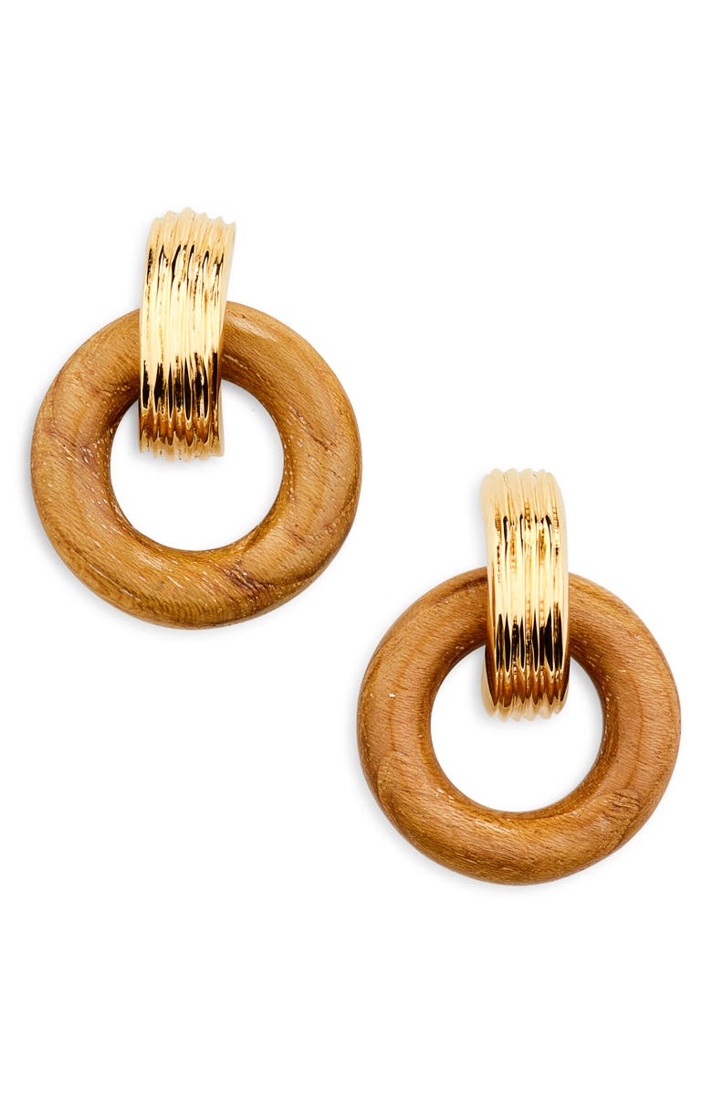 SOKO Shujaa Mixed Media Frontal Hoop Earrings, Main, color, Gold