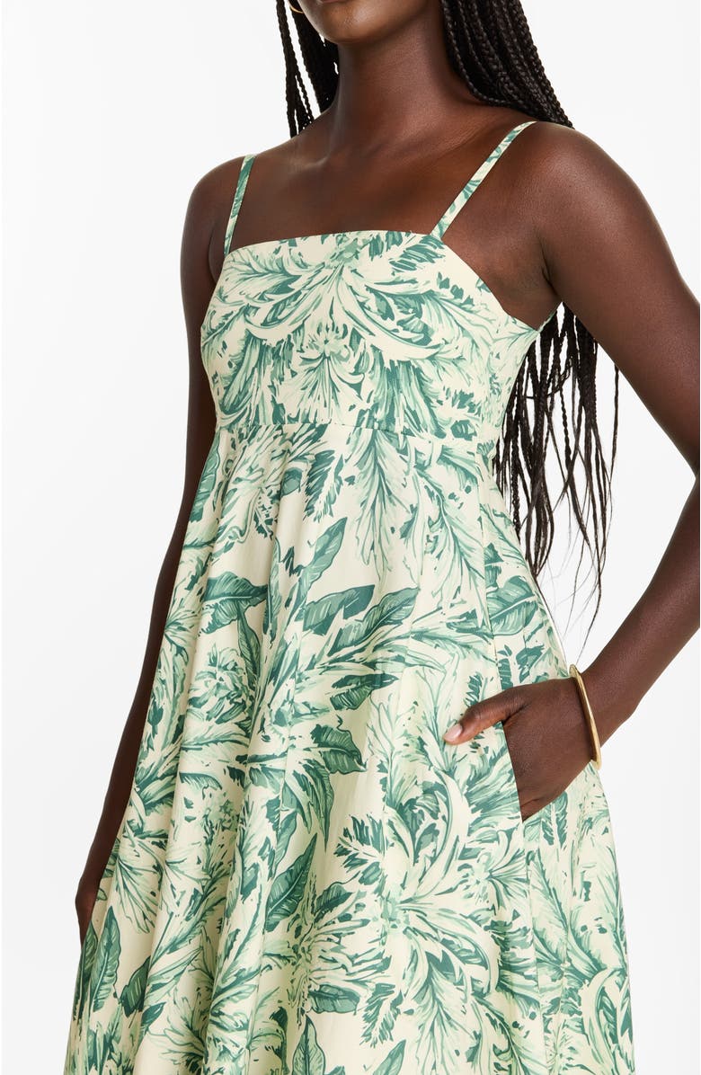 DIARRABLU Toile Olive Oria Midi Dress Cotton Poplin, Alternate, color, Toile Olive