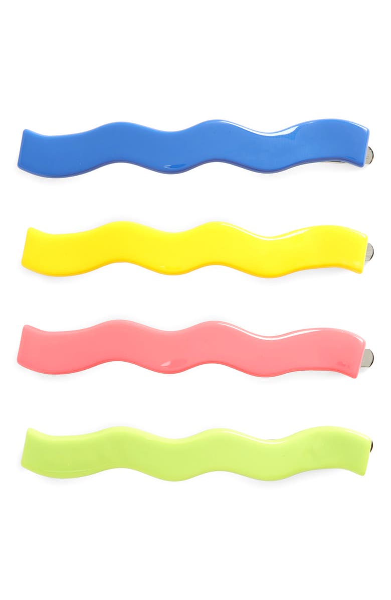 Chunks Shannons Waves Assorted 4-Pack Slide Barrettes, Main, color, Green Multi
