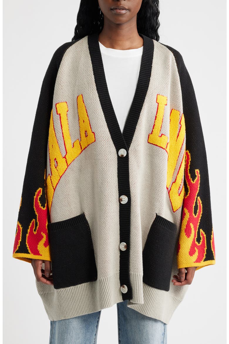 Biker Club Oversize Cardigan, Alternate, color, GREY AND BLACK