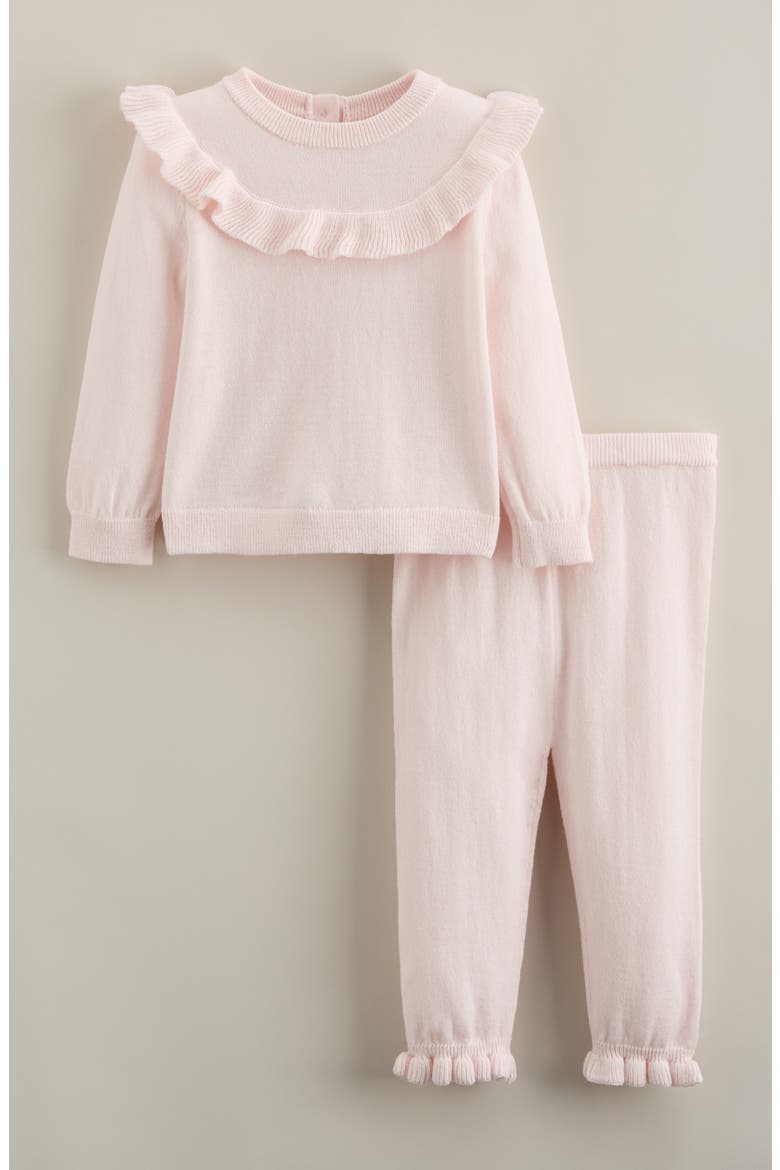 Ruffle Cotton Blend Sweater & Pants Set, Main, color, PINK HEAVEN