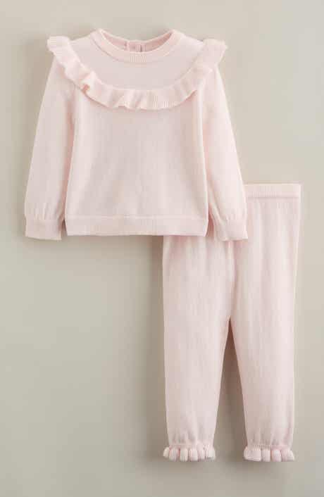 Ruffle Cotton Blend Sweater & Pants Set