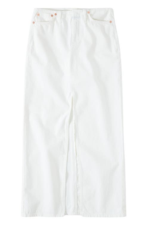 Shop Closed Front Slit Denim Midi Skirt In White