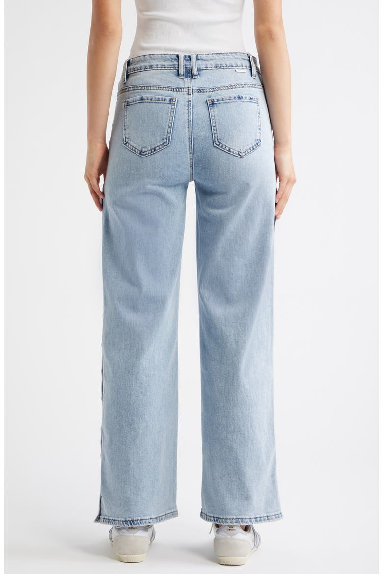 Button Detail Wide Leg Jeans, Alternate, color, LIGHT INDIGO