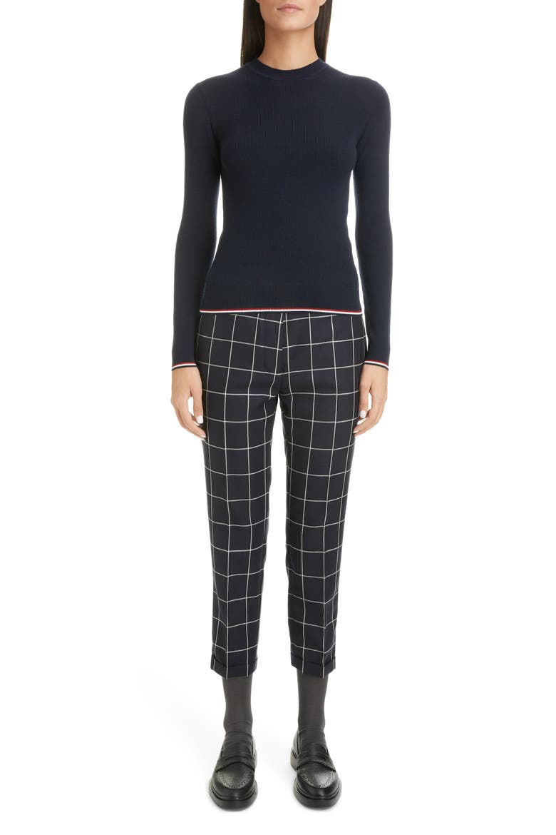 Rib Wool Blend Sweater, Alternate, color, NAVY