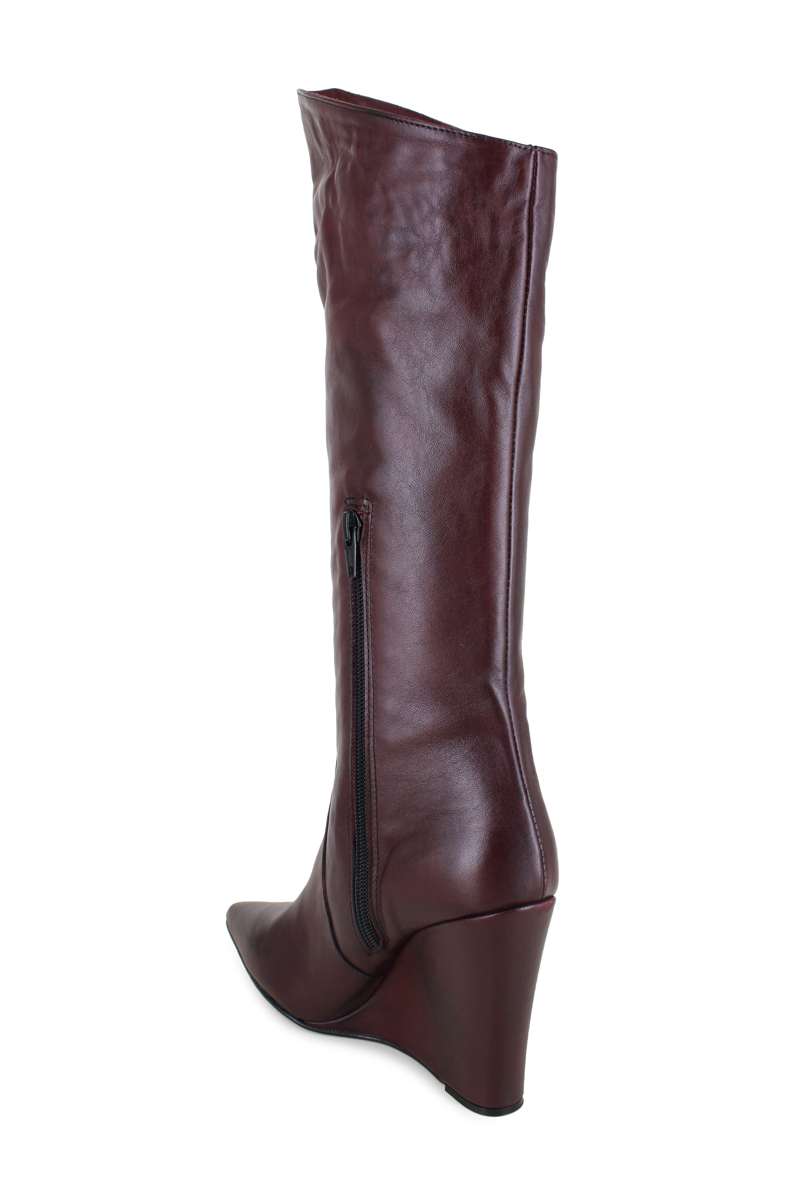 Karlin Pointed Toe Wedge Boot, Alternate, color, WINE LEATHER