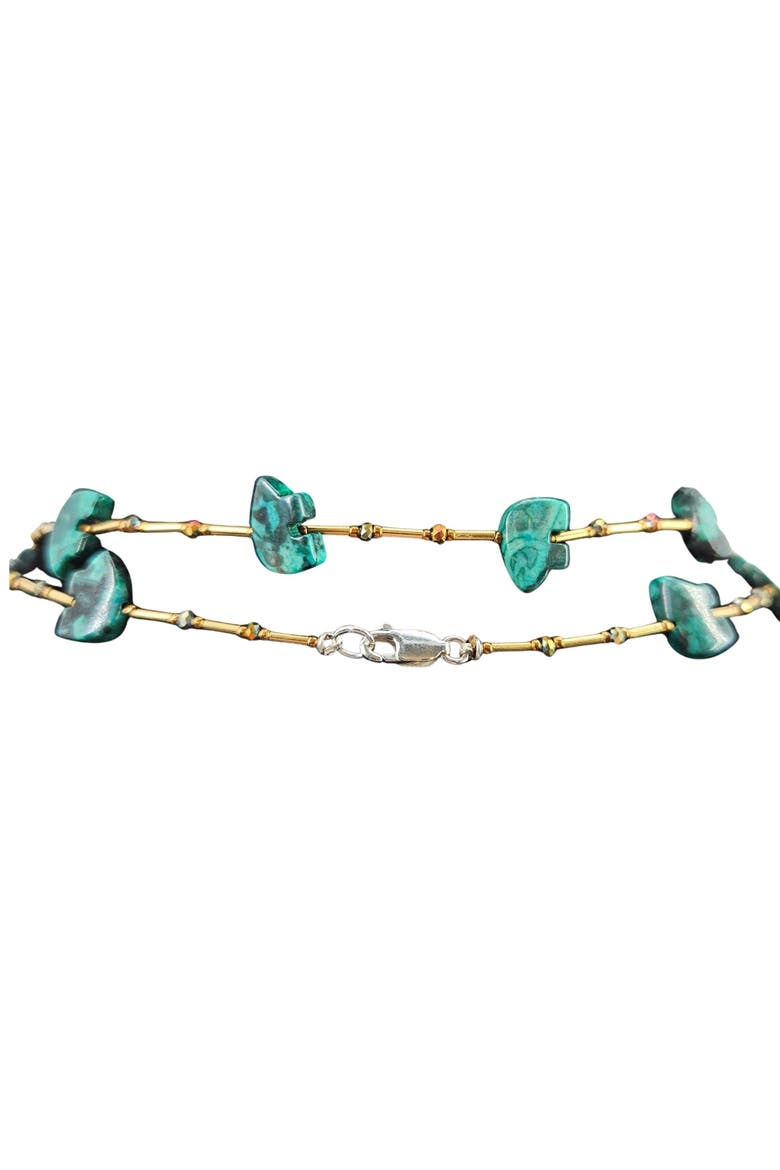 Vintage Handcrafted Malachite Bear Fetish Necklace, Alternate, color, Green