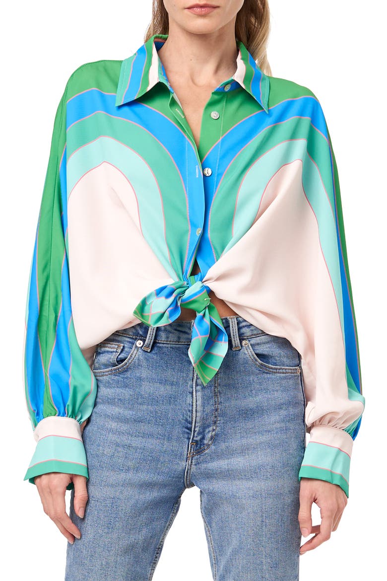 Messa Print Button-Up Shirt, Main, color, GREEN MULTI