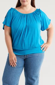 24seven Comfort Apparel Banded Blouson Top