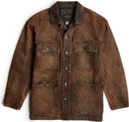 G-STAR Leather Effect Cotton Denim Chore Jacket