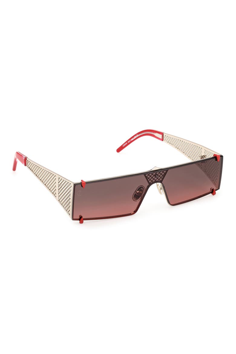 140mm Oversize Shield Sunglasses, Alternate, color, GOLD / RED / ZEISS GRADIENT