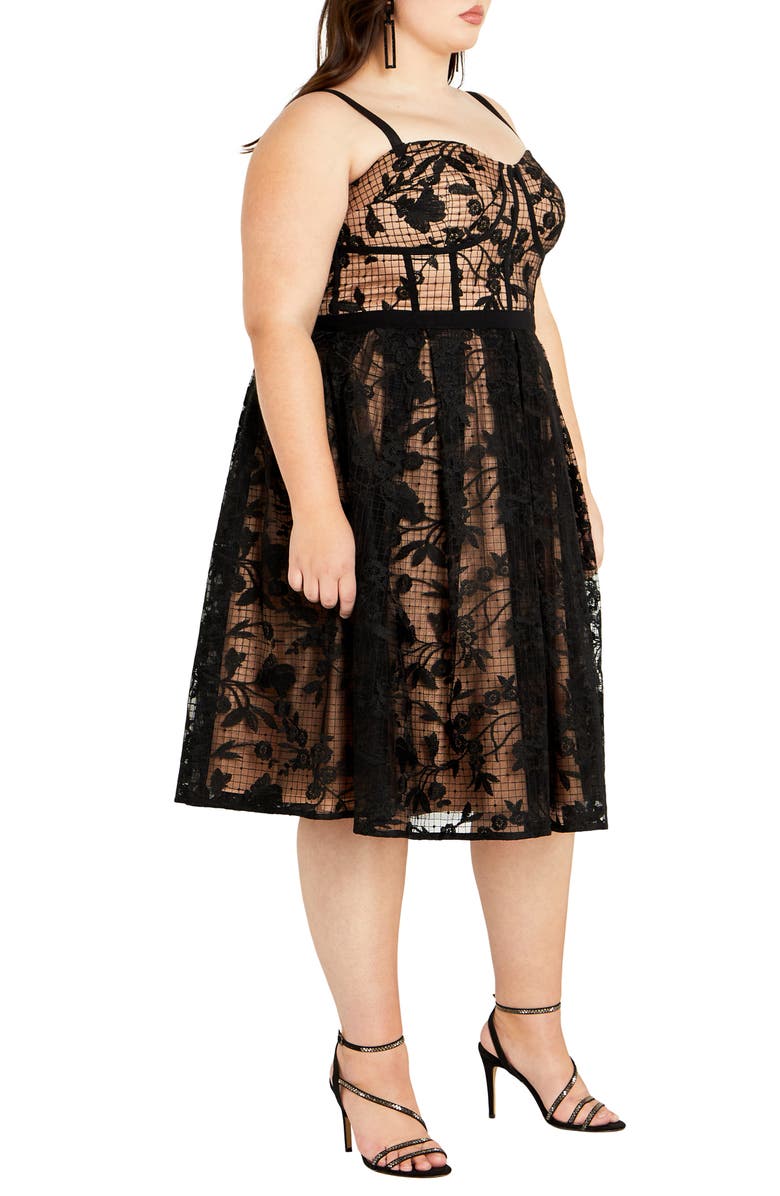 City Chic Angeline Corset Bodice Cocktail Dress, Alternate, color, 