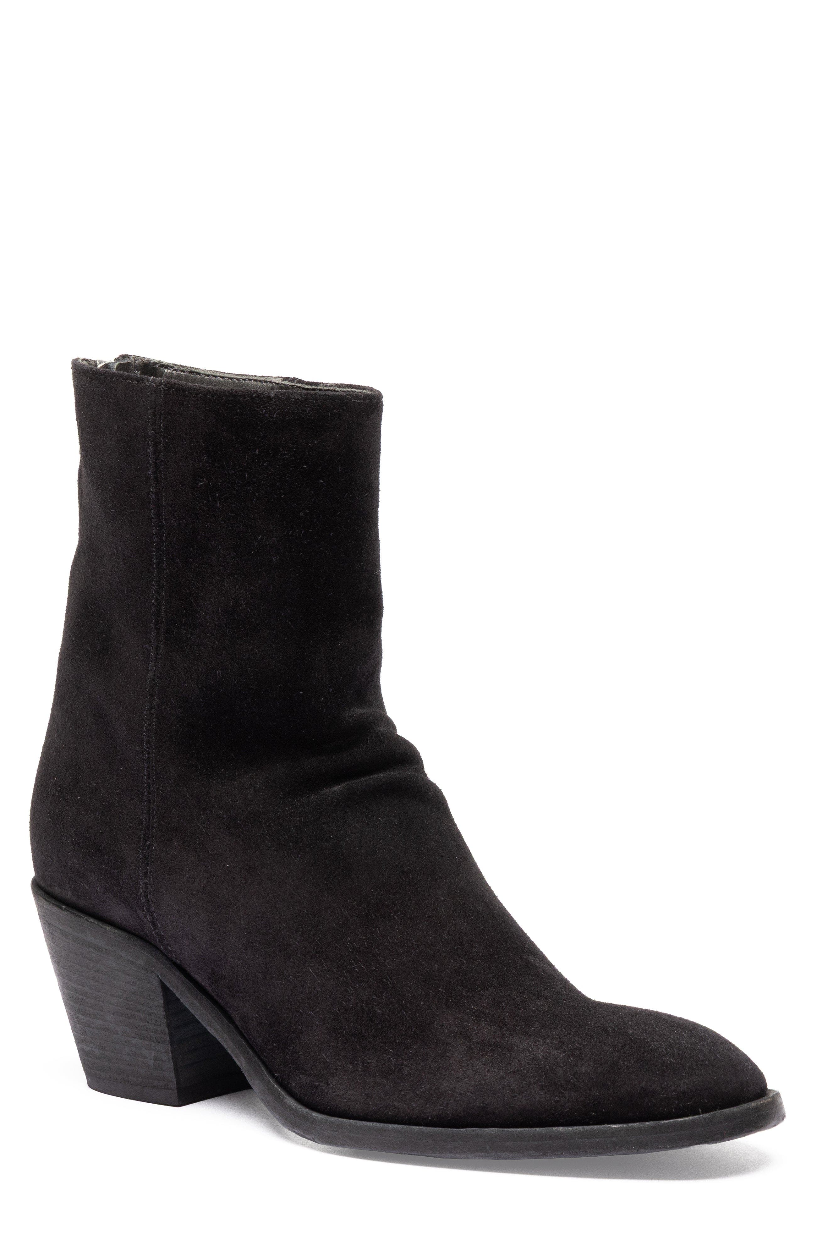 Officine Creative Sydne 010 Suede Pointed Toe Bootie, Main, color, Black