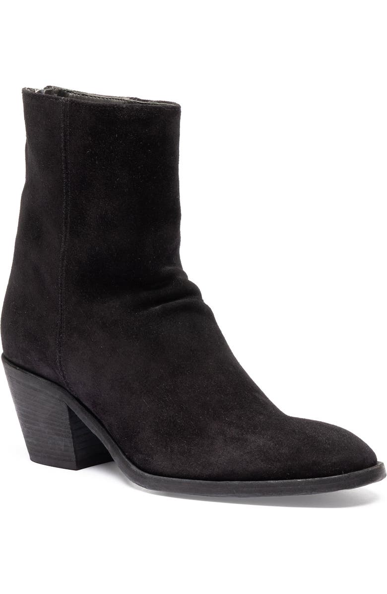 Officine Creative Sydne 010 Suede Pointed Toe Bootie, Main, color, Black
