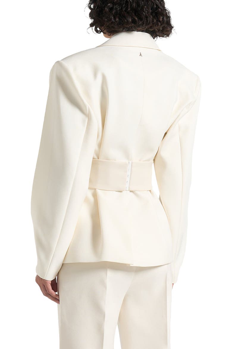 Marie Twist Sleeve Tailored Blazer with Belt, Alternate, color, Cream