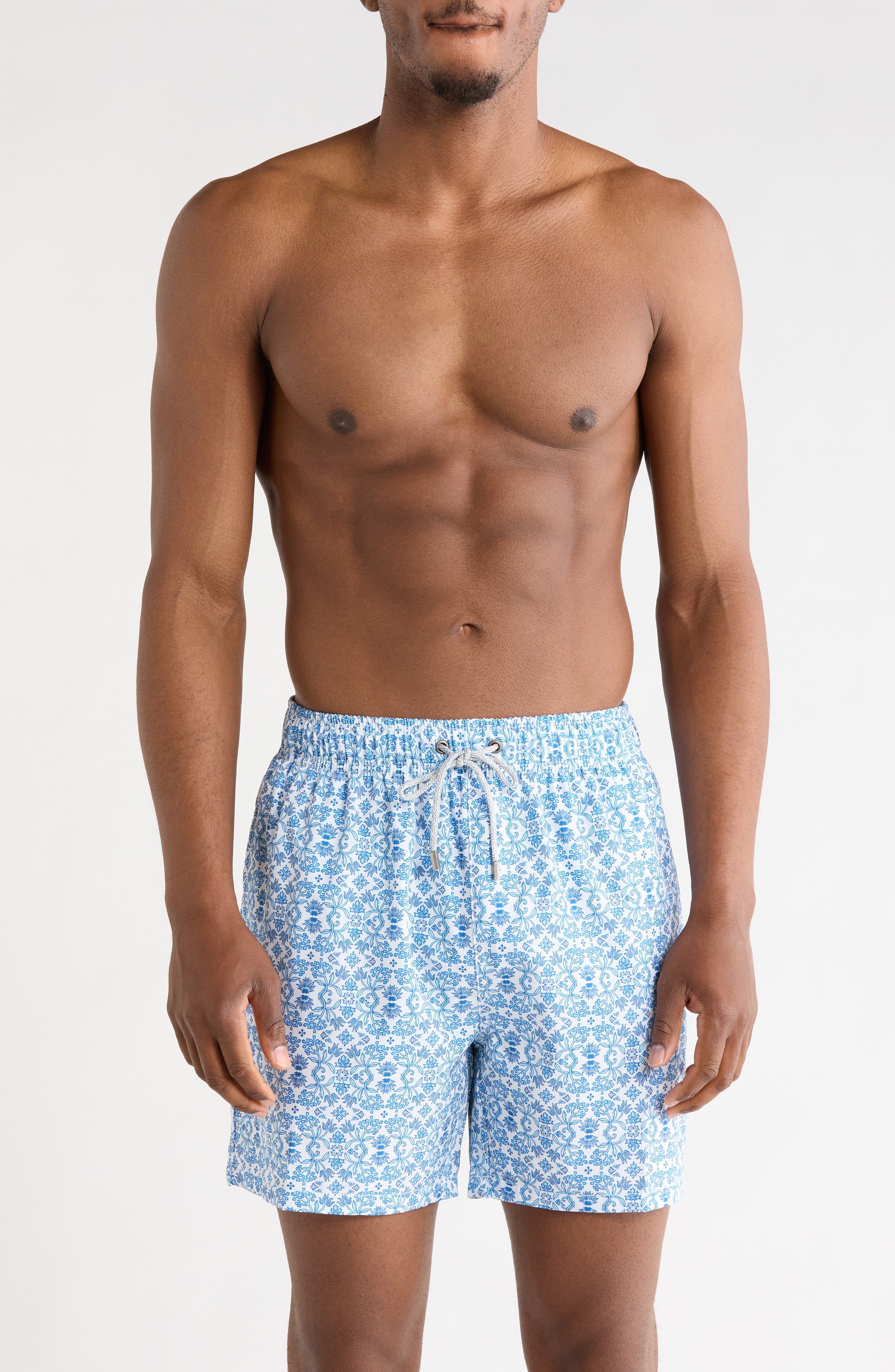 Vintage Summer Stretch Tile Volley Swim Shorts