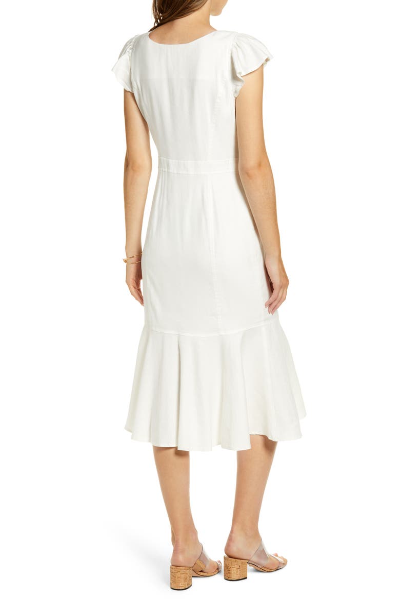 Button Down Midi Dress, Alternate, color, IVORY
