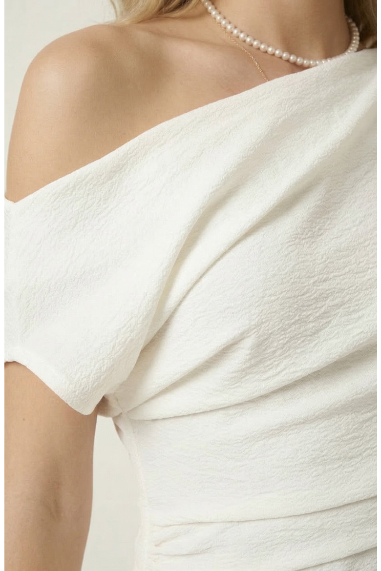 Asymmetric One Shoulder Draped Top, Alternate, color, Off White