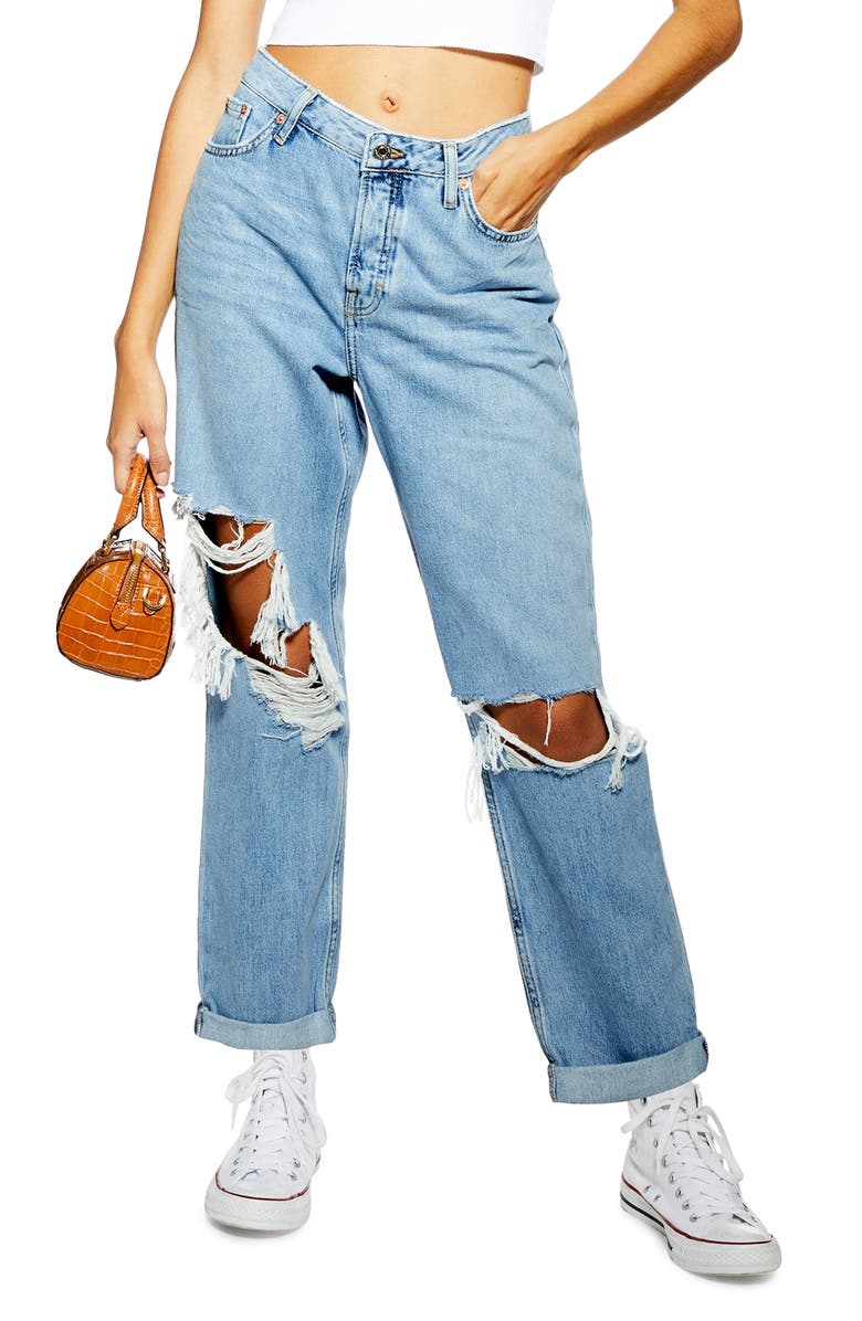 Topshop Hayden Ripped Boyfriend Jeans, Main, color, 